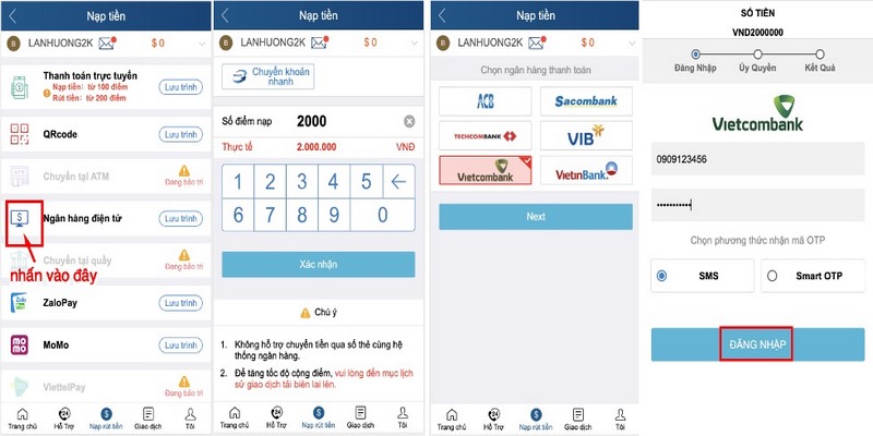 Người chơi cần phải cung cấp chính xác tên tài khoản, số điện thoại