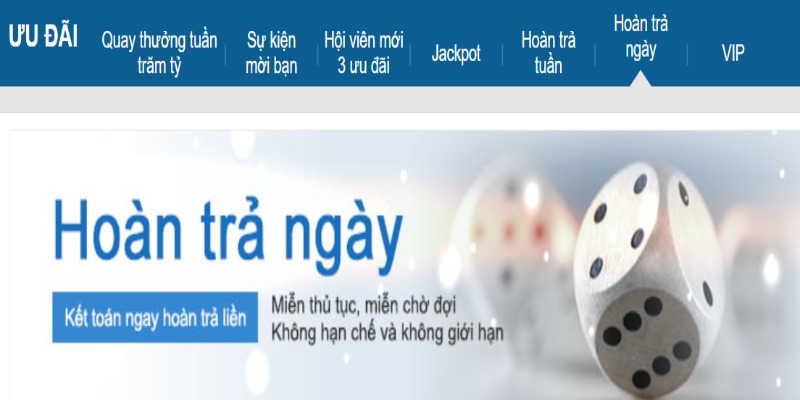 Ưu đãi trong chương trình hoàn trả ngày